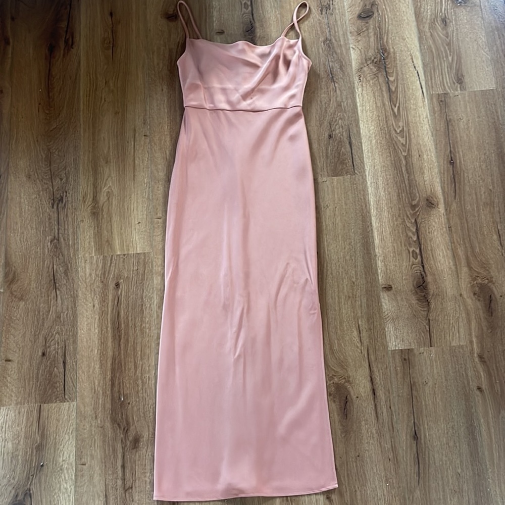BHLDN Cali Satin Cowl-Neck Midi Slip Dress, Sedona, Size 4 - Picture 4 of 8